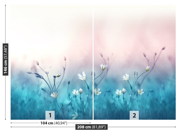 Carta da parati Fiori di campo bianco 104x70 cm