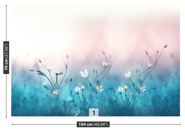 Carta da parati Fiori di campo bianco 104x70 cm