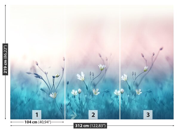Carta da parati Fiori di campo bianco 104x70 cm