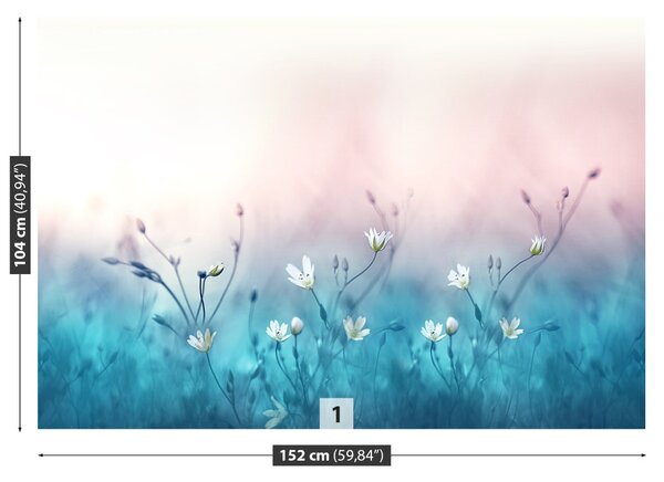 Carta da parati Fiori di campo bianco 104x70 cm