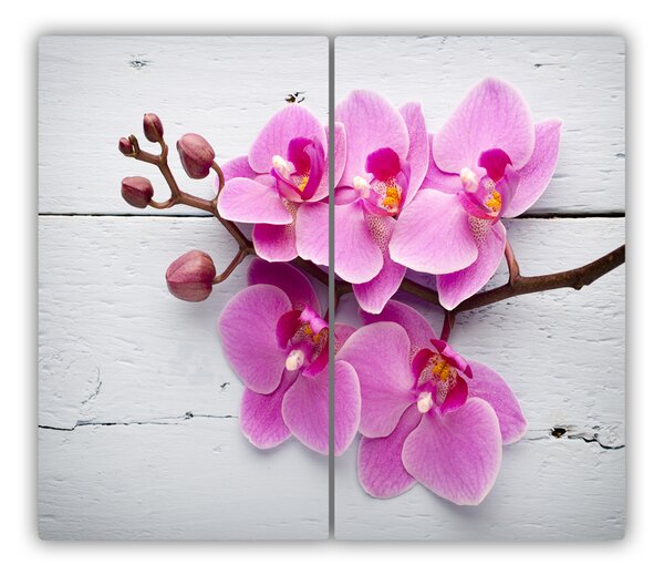 Tagliere in vetro temperato Orchidea sul legno 60x52 cm