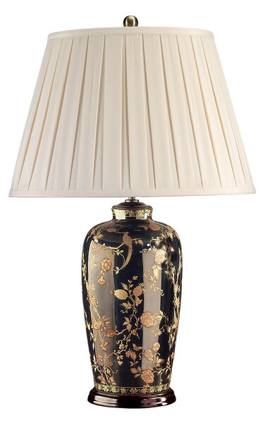 Lampada Da Scrivania Contemporanea Black Birds Porcellana Nera Oro 1 Luce E27