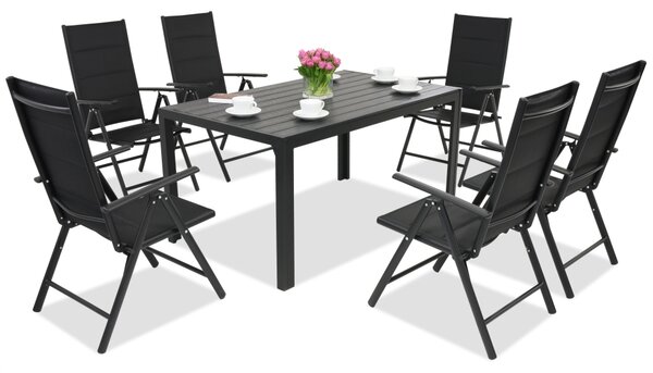 Mobili da giardino in alluminio Polywood Verona per 6 persone Garden Point nero