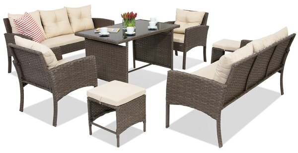 Mobili da giardino in tecnorattan con pouf Bari Apetito 8 Garden Point marrone