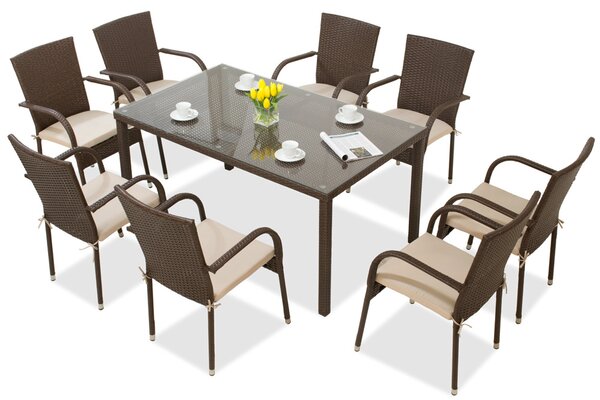 Set in rattan Milan 8 Garden Point