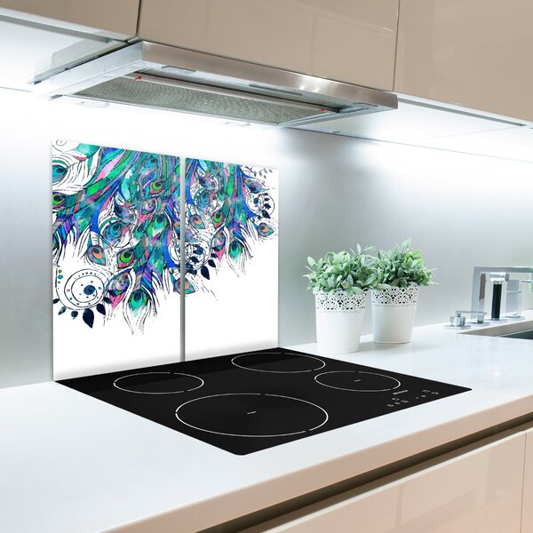Tagliere in vetro temperato Piume di pavone 60x52 cm