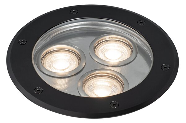 Set di 3 faretti da terra moderni neri 3 luci IP65 - Tribus