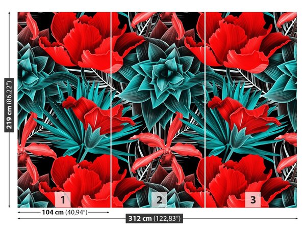 Carta da parati Fiori tropicali 104x70 cm