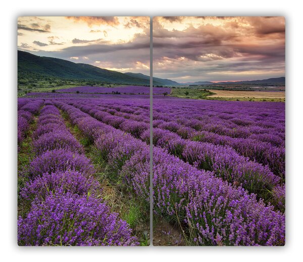 Tagliere in vetro Campo di lavanda 60x52 cm