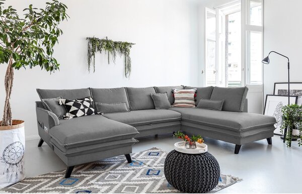 Divano letto grigio a "U", angolo destro Charming Charlie - Miuform