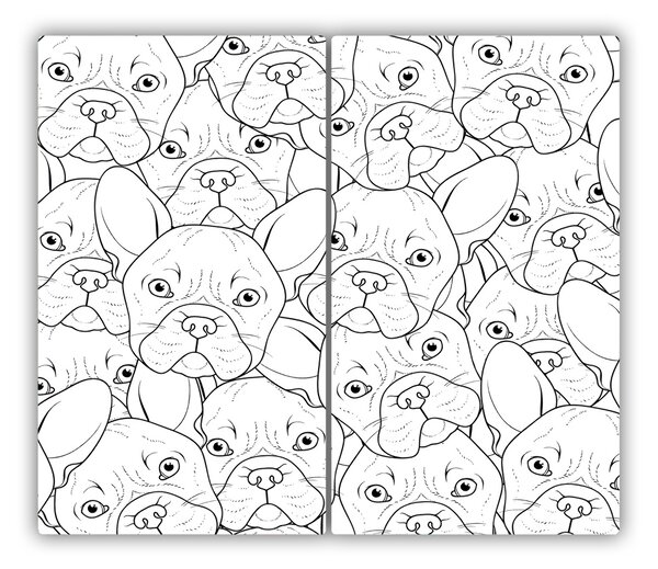 Tagliere in vetro Bulldog francesi 60x52 cm