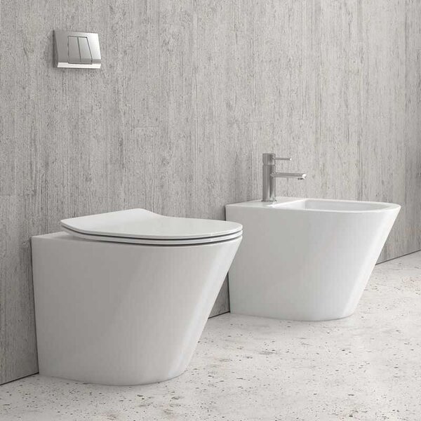 Kamalu vaso filo muro con sistema soft-close senza brida | klea-tf