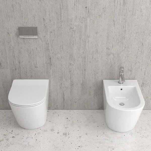 Kamalu vaso filo muro con sistema soft-close senza brida | klea-tf