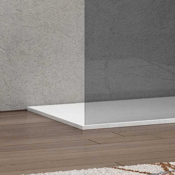Kamalu parete doccia fissa 70 cm vetro fumè e profilo nero opaco anticalcare kw-100bf