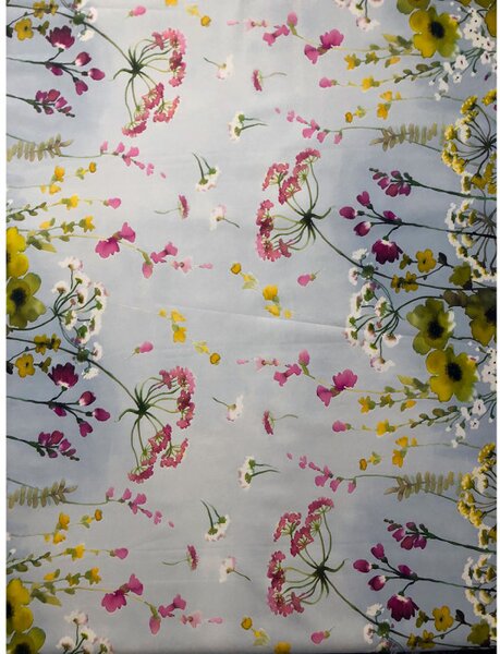 Tovaglia plastificata con stampa dipinto fiori h. 140 cm 140x140