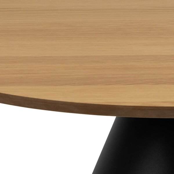 Tavolino rotondo nero e naturale con piano in rovere ø 85 cm Soli - Actona