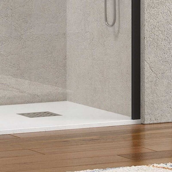 Kamalu parete doccia walk in 120 cm con profilo nero opaco kw-100b