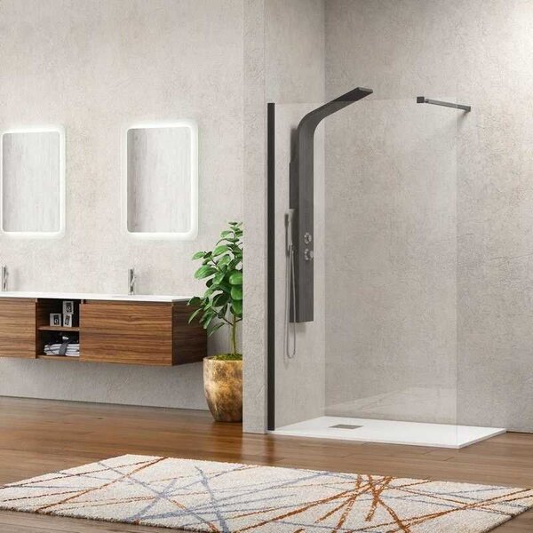 Kamalu box doccia walkin 170 cm con profilo nero opaco kw-100b