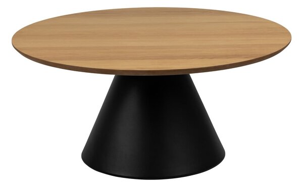 Tavolino rotondo nero e naturale con piano in rovere ø 85 cm Soli - Actona