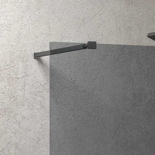 Kamalu parete doccia fissa 70 cm vetro fumè e profilo nero opaco anticalcare kw-100bf
