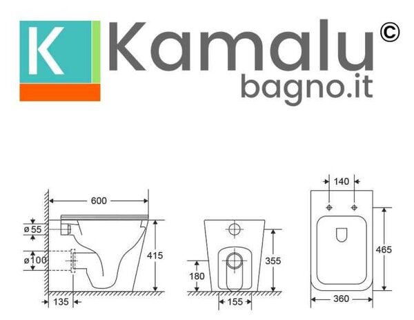 Kamalu wc a terra filomuro senza brida | litos-tf