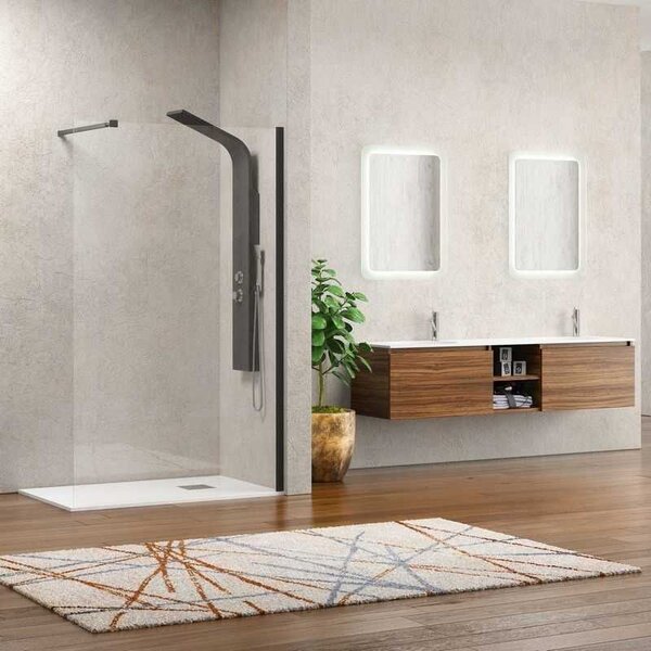Kamalu parete doccia walkin 80 con profilo nero opaco kw-100b