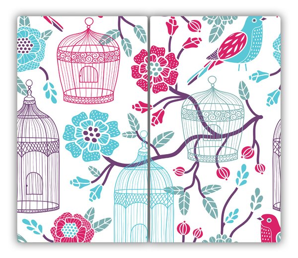 Tagliere in vetro Gabbie per uccelli 60x52 cm
