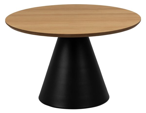 Tavolino rotondo nero e naturale con piano in rovere ø 65 cm Soli - Actona