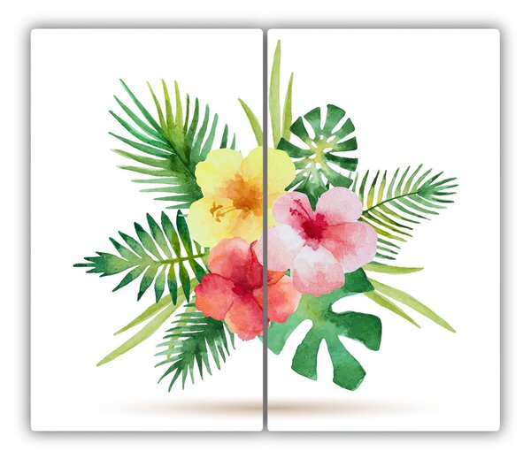 Tagliere in vetro temperato Fiori hawaiani 60x52 cm