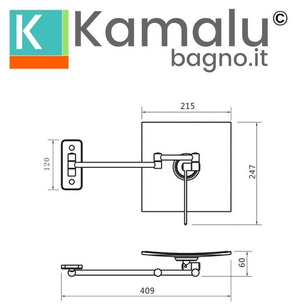Specchio ingranditore rettangolare 20x22cm con finitura lucida | - KAMALU