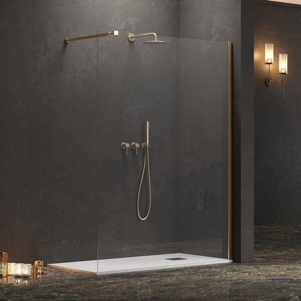 Kamalu doccia walkin 150cm con profilo finitura oro satinato | kw-100g