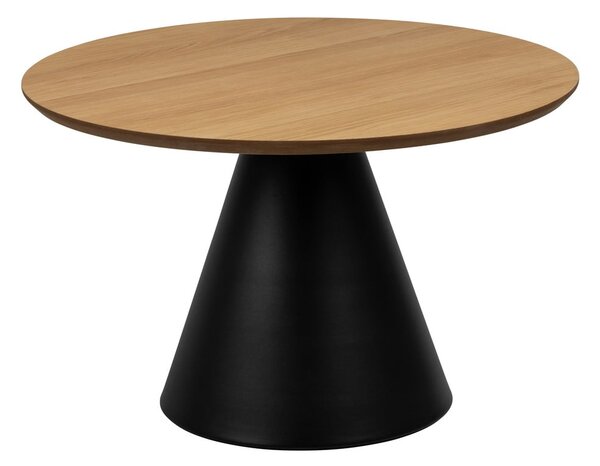 Tavolino rotondo nero e naturale con piano in rovere ø 65 cm Soli - Actona