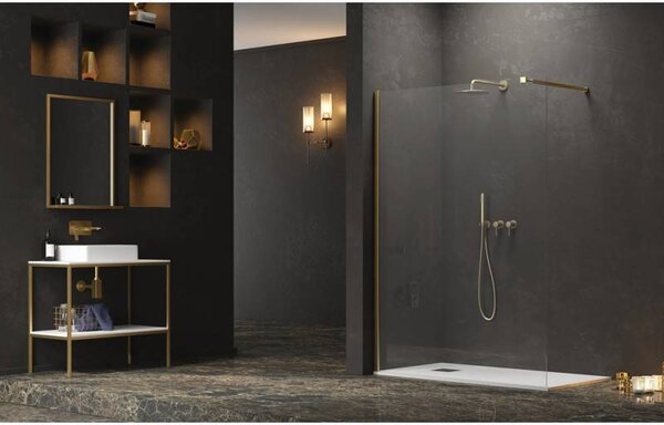 Kamalu doccia walkin 150cm con profilo finitura oro satinato | kw-100g