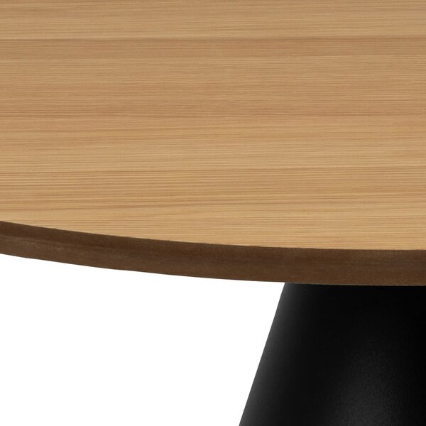 Tavolino rotondo nero e naturale con piano in rovere ø 65 cm Soli - Actona