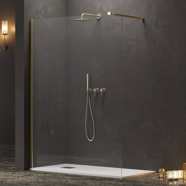Kamalu doccia walkin 150cm con profilo finitura oro satinato | kw-100g