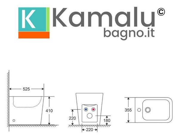 Kamalu sanitari bagno filomuro salvaspazio senza brida | litos-tfs