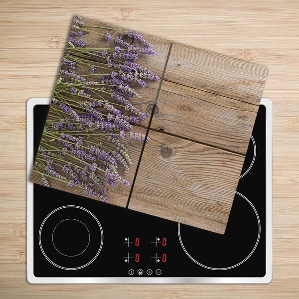 Tagliere in vetro Lavanda sul legno 60x52 cm