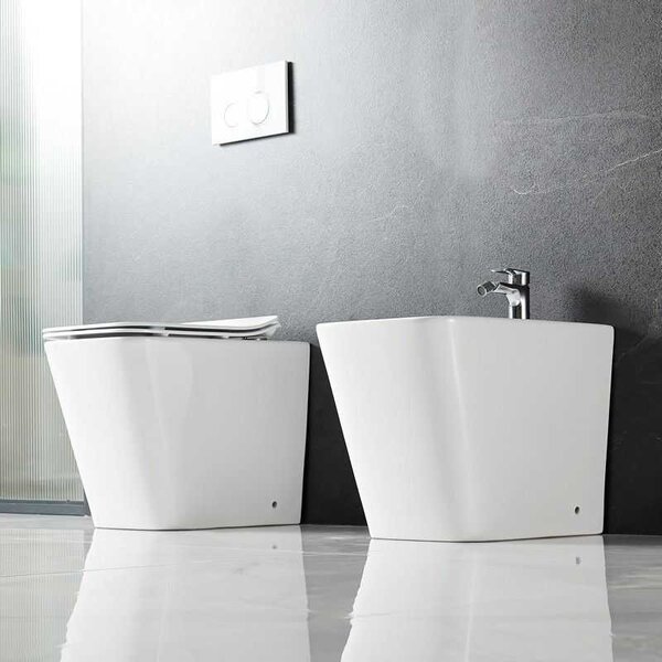 Kamalu sanitari salvaspazio rimless bianco opaco con sedile soft-close | litos-tfso