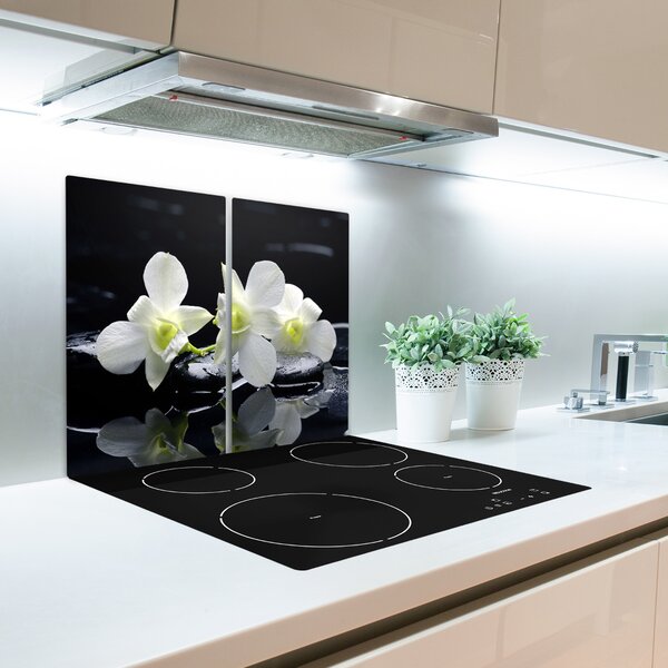 Tagliere in vetro Fiore di orchidea bianca 60x52 cm