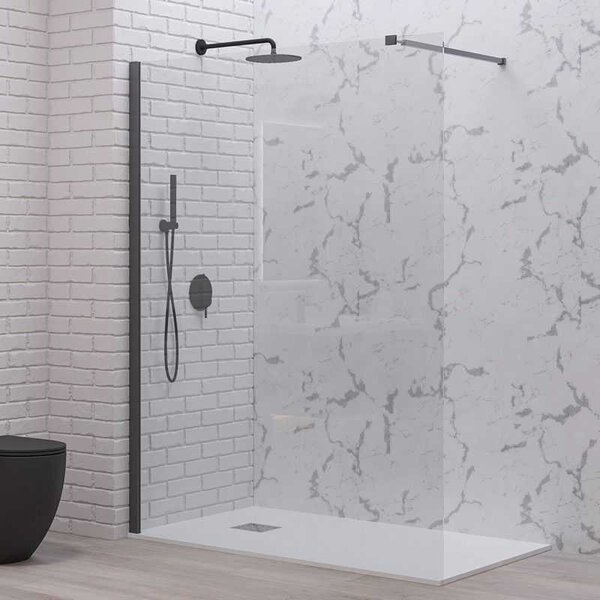 Kamalu parete doccia walk in 100 cm con profilo gun metal | kw-100gm