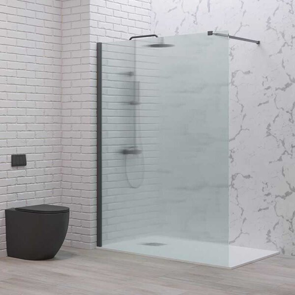 Kamalu doccia walk in 100 cm vetro scanalato e profilo gun metal | kw-100gmfl