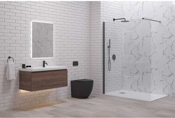 Kamalu parete doccia walk in 100 cm con profilo gun metal | kw-100gm