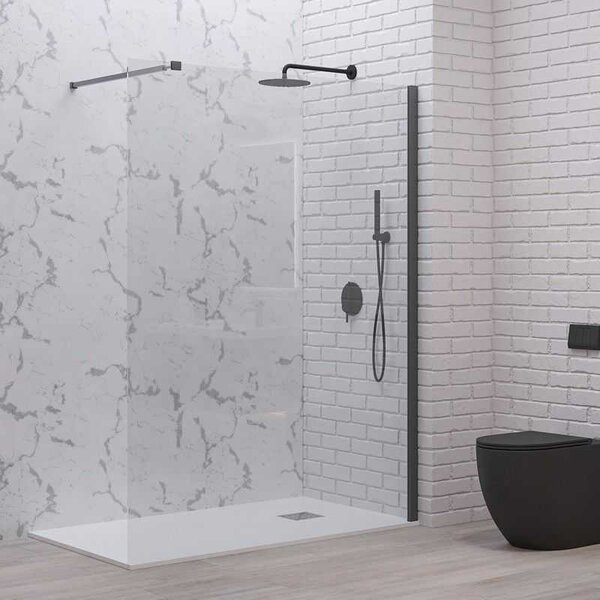 Kamalu parete doccia walk in 100 cm con profilo gun metal | kw-100gm