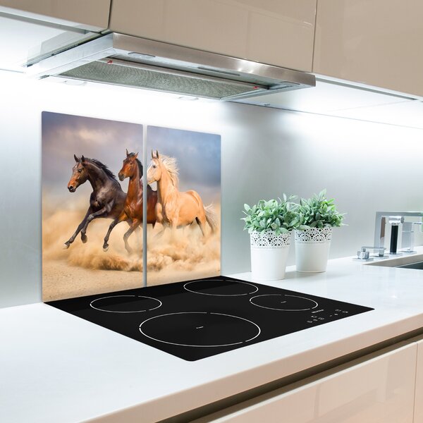 Tagliere in vetro Cavalli al galoppo 60x52 cm