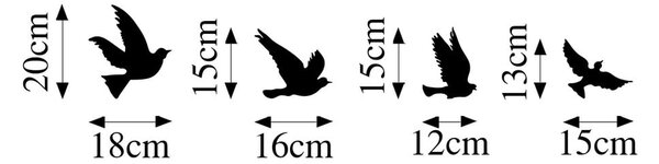 Decorazione murale in metallo in set di 4 pezzi 18x20 cm Birds - Wallity
