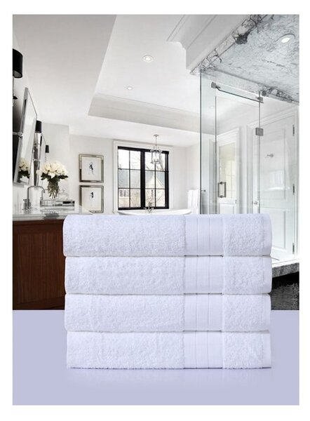 Asciugamani bianchi in spugna di cotone in set da 4 50x100 cm - Good Morning