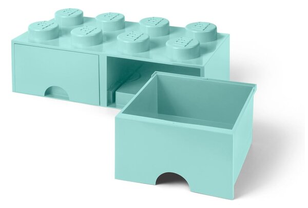 Scatola portaoggetti verde menta con due cassetti - LEGO®