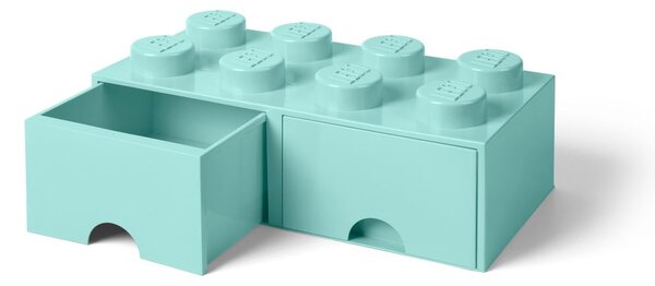 Scatola portaoggetti verde menta con due cassetti - LEGO®