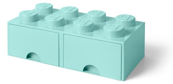 Scatola portaoggetti verde menta con due cassetti - LEGO®