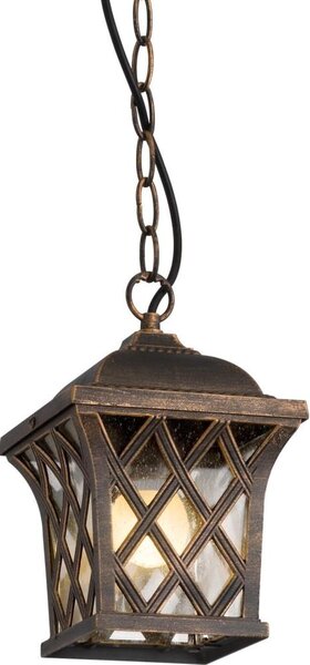 Redo 9952 - Lampadario da esterno a sospensione con catena BREMEN 1xE27/42W/230V IP23 oro/patina